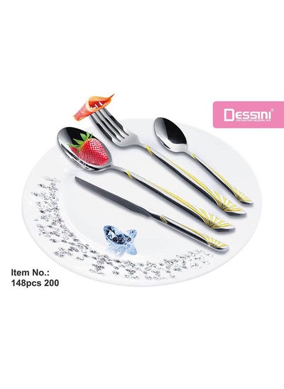 Buy Dessini 148Pcs Cutlery Set Silver/Gold in UAE