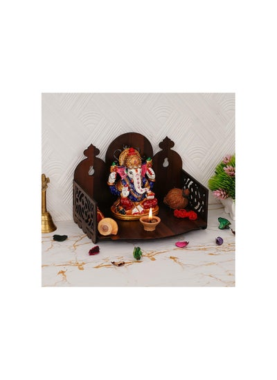 Buy CAPIO ART Wooden Readymade Wall Hanging Puja Temple for Home God Stand for Pooja Room Mandir Wood Devghar Stand for Office and Shop (Brown) in UAE