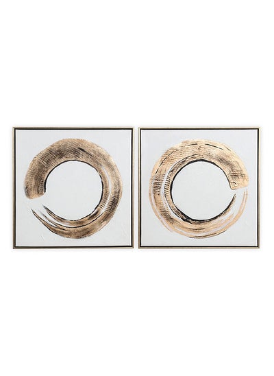 اشتري Spiral Framed Wall Art, White & Gold - Set of 2, 95x47 cm في الامارات