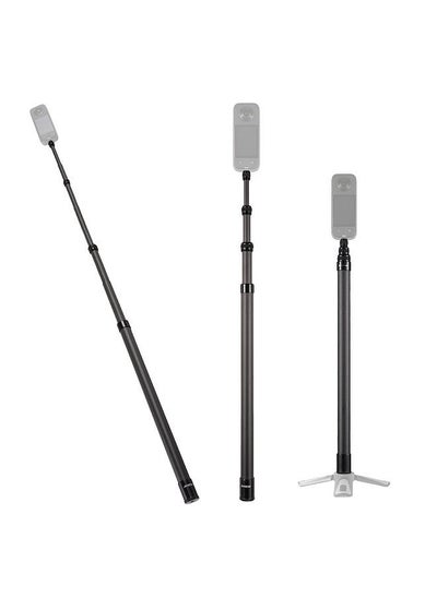 اشتري Andoer 2.1 Meters/82.6 Inches Portable Selfie Stick Telescoping Selfie Stand Carbon Fiber 3 Sections with 1/4in Screw Compatible with INSTA360 X2/X3 في السعودية