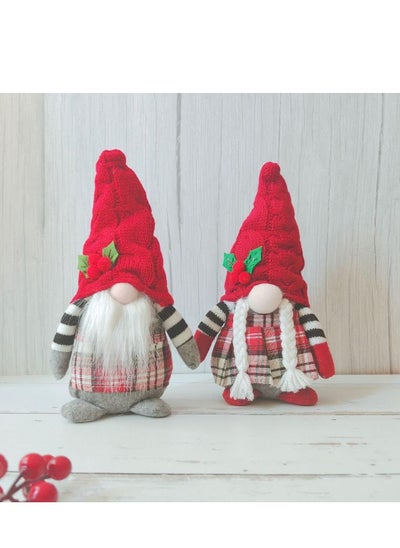 Buy Set of 2 gnomes - Beard and Braid | Faceless Gonk Figurines | Dolls, Ornaments | for Mantle, Tabletop, Home Decorations, Parties, Events, Plush Doll | Gifting in UAE