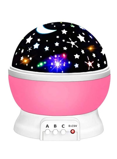 Buy Baby Night Lights Moon Star Projector 360 Degree Rotation 4 LED Bulbs 8 Color Changing Light Romantic Night Lighting Lamp Unique Gifts for Birthday Nursery Women Children Kids Baby Pink in UAE