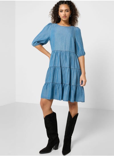 Buy Tiered Puff Sleeve Dress in UAE