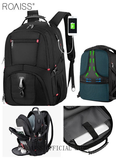 Buy Multifunction Waterproof Backpack with USB Port Waterproof 1680D Nylon School Bag for Men Work Travel Flight Business Commuter 15.6" Laptop Black in UAE