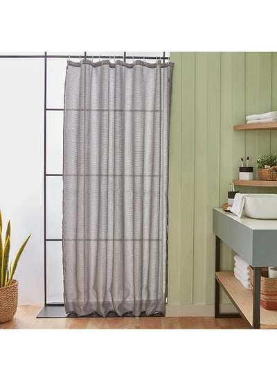 Buy Diamond Solid Jacquard Shower Curtain with Hooks 200 x 180 cm in UAE