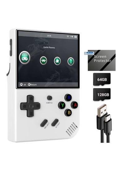 Buy RG35XX Plus Linux Handheld Game Console, 3.5'' IPS Screen, Pre-Loaded 10143 Games, 3300mAh Battery, Supports 5G WiFi Bluetooth HDMI and TV Output (64 + 128 GB, White) in Saudi Arabia