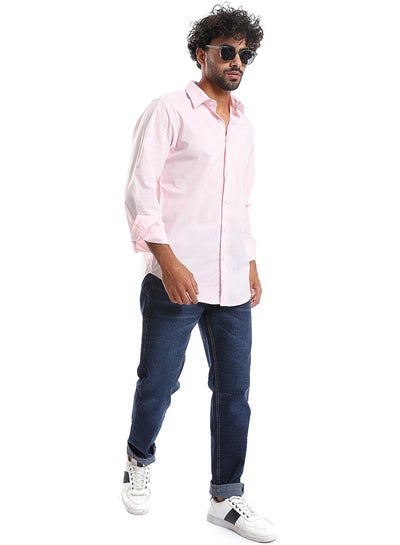 اشتري Plain Pattern Long Sleeves Buttons Down Shirt _ Rose Pink في مصر