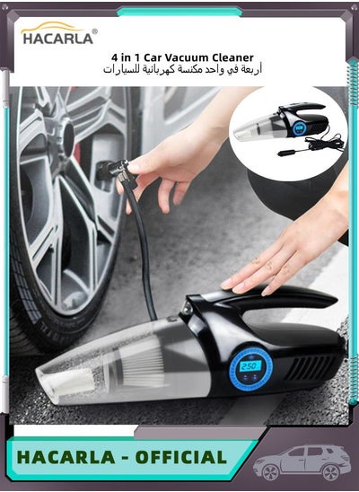 Buy 2 in 1 Handheld Car Vacuum Cleaner Portable Air Compressor And Tire Inflator 13FT Cord with Tire Pressure Gauge Display with LED Car Accessories in UAE