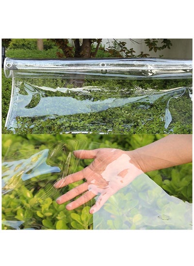 اشتري Glass Clear Tarpaulin Heavy Duty Tarp with Reinforced Eyelets, Thick PVC Waterproof Transparent Tarpaulin, Premium Quality Cover for Outdoor Camping Sheet في السعودية