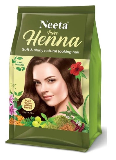 Buy 125gm - 100% Natural Pure Henna Powder with 9 herbs, For Soft & Shiny Hair, Natural Brown in UAE