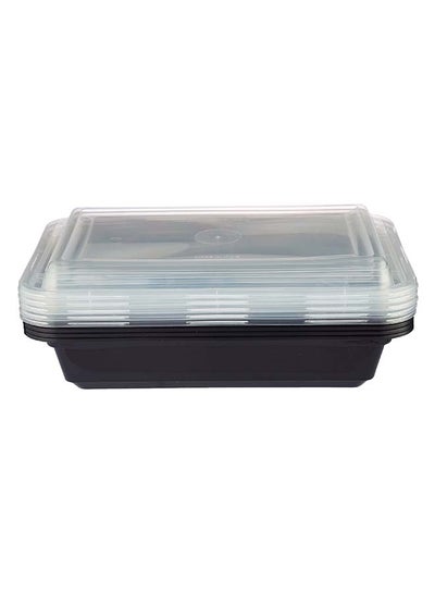 Buy Hotpack Disposable Bento Food Storage Microwavable Meal Prep Container Black Base Rectangular Container 32 ounce with Clear Lid 50 Pieces in UAE