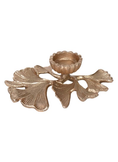 Buy Ode Leaf Tealight Holder, Gold – 13x9 cm in UAE