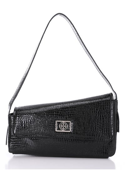 Buy Magnetic Button Closure Asymmetric Black Shoulder Bag in Egypt