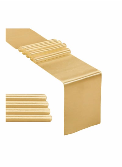 اشتري Satin Table Runner, 1-Pack Gold 12 x 108 inches Long في السعودية