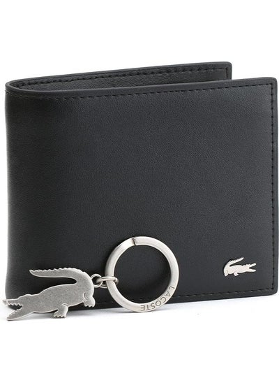 Buy Lacoste wallet for men with two layers, and a metal key chain in Egypt