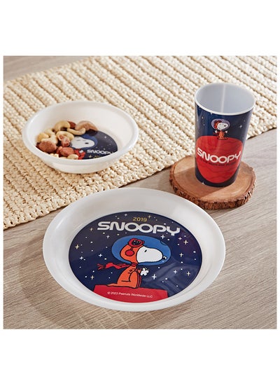 Buy Snoopy Peanut 3-Piece Breakfast Set 14.5 x 3 x 14.5 cm in UAE