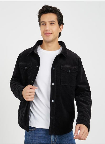 Buy Textured Jacket with Button Closure in Saudi Arabia