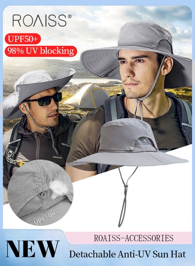 Buy Breathable Wide Brim Fishing Hat with Removable Top UPF 50+ Anti-UV Water Resistant Tear-Resistant Sun Hat for Men & Women Adjustable Size in UAE