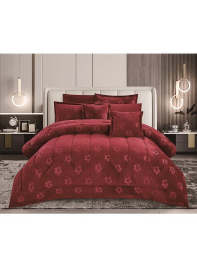 Buy 8 Piece Comforter Set Two Sided Velvet Double King Size 240x260 in Saudi Arabia