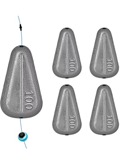 اشتري 5PCS Fishing Weights Sinkers No Roll Sinkers Lead Weights No Snag Flat Inline Sinkers for Catfishing Rigs Saltwater Freshwater 100g في الامارات