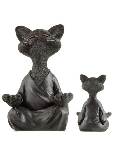 Buy Whimsical Cat Figurine Meditation Yoga Decor Collectible Cat Lover Gifts for Women Black in Saudi Arabia