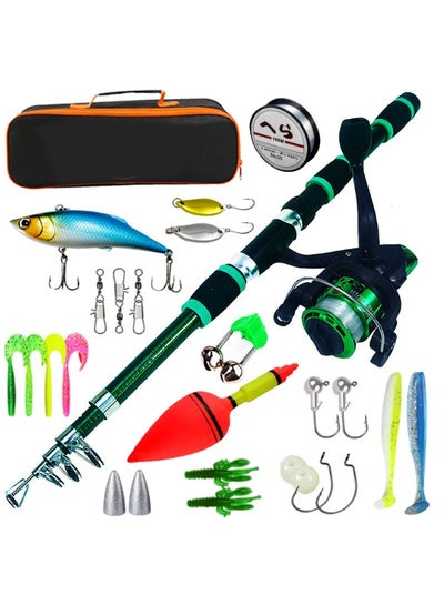 Fishing Rod Complete Set Lures Set Hard Sea Fishing Rod and Reel Combos, Portable Telescopic ...