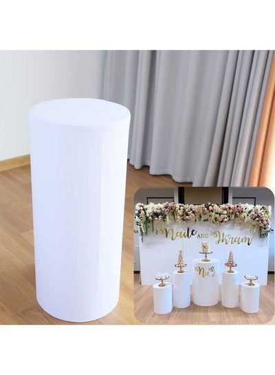 Buy White Cylinder Cover For Baby Birthday Party Newborn Baby Shower Baptism Communion Christening Elastic Plinth Cover Decoration Pedestal Cover in UAE