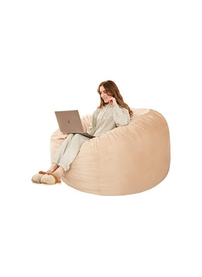 Buy COMFY LARGE ADULT VELVET CLASSIC BEIGE/CREAM BEAN BAG in UAE