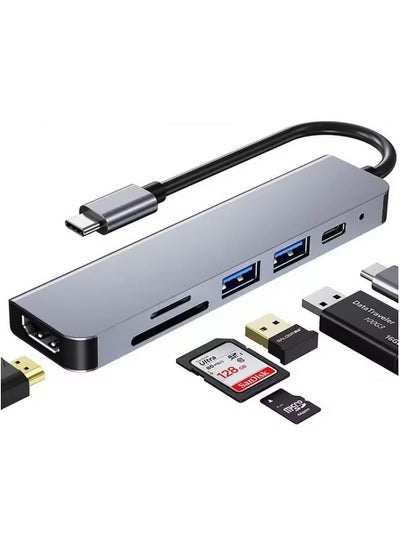 Buy 6 in 1 USB C Hub with 100W PD Charging, Type C to HDMI 4K 30Hz Adapter, USB Hub 3.0 5Gbps Data Transfer Ports, Compatible for MacBook Pro/Air 2023 M2/M1, iPad Pro/Air, HP, Dell, ASUS, Lenovo, etc in Saudi Arabia