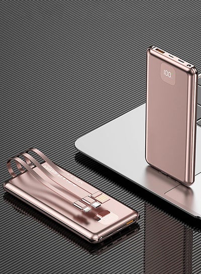 Buy Power Bank USB C 10000mAh,Portable Charger with Built in Cable,PD & QC 20W Fast Charging Battery Charger,4 Output 2 Input LED Display External Battery Compatible with iPhone, Android- Rose Gold in Saudi Arabia
