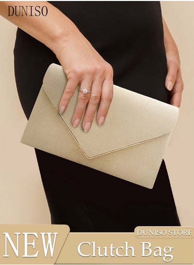 اشتري Women Faux Suede Evening Clutch Bags Crossbody Bag Formal Party Clutches Envelope Handbag Chain Purse for Wedding Cocktail Prom Clutches في السعودية