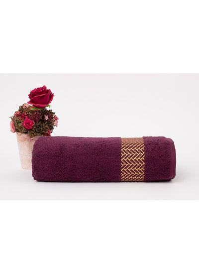 Buy ARROW JACQUARD TOWELS - 500 GSM - 100% Cotton Terry - Jacquard Border- 1 Bath Sheet 80X160 cm- Luxury Touch - Extra Absorbent-Maroon in UAE