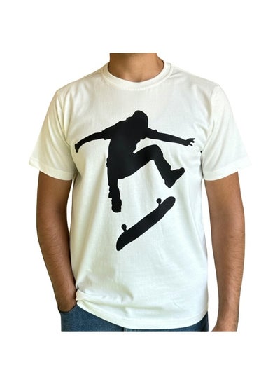 Buy Horse Polo Round Neck T-Shirt Off-White Printed, Skateboarding in Egypt