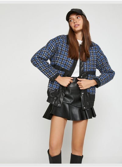 Buy Tweed Jacket Faux Leather Detail in UAE