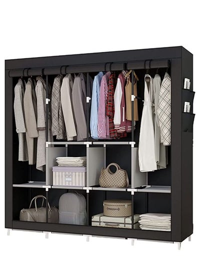 Buy Fabric Wardrobe Organizer Black 150x175x45 CM in Saudi Arabia