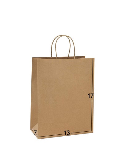 Buy Paper Bags 25Pcs 13X7X17 Gift Bags Party Bags Shopping Bags Retail Bags Merchandise Bags Recycled Kraft Paper Bags With Handles Bulk Brown in UAE