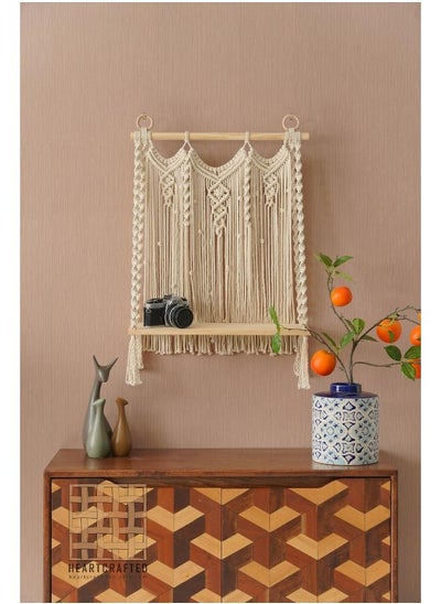 Buy Wooden Wall Shelf, Macrame Shelf, Living Room Decor, Stand Bookshelf. in Egypt