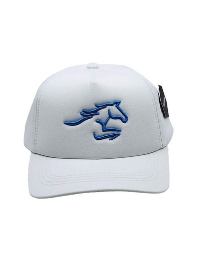 Buy Horse White Blue Logo Full Fabric Headcap in UAE