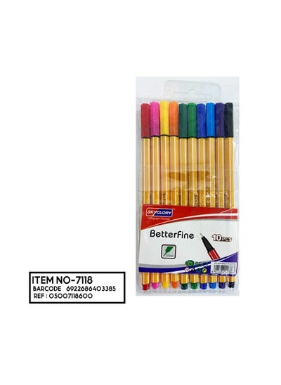 اشتري Sky Glory Better Fine 0.4 mm Pen, Set of 10 Colors - No:SG854 في مصر