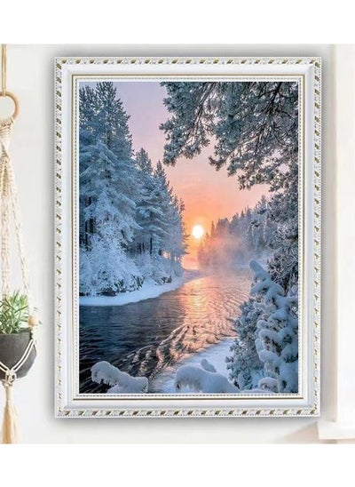 Buy DIY Diamond Painting Kits for Adults, Snow & Sunset Tree Full Drill 5D Diamond Art Painting Pictures Arts Craft for Home Wall Decor Gift 30*25 in UAE