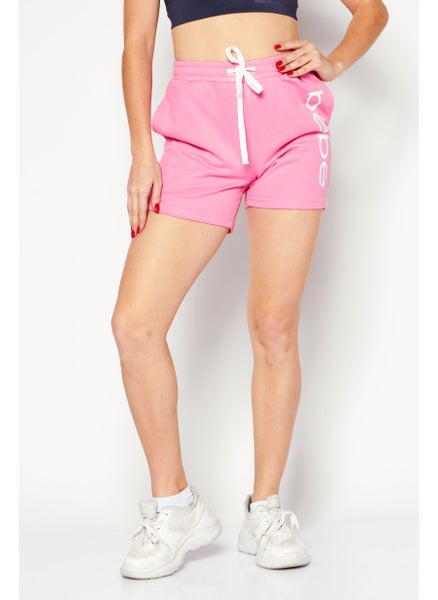 اشتري Women Oversize Fit Brand Logo Basic Shorts, Pink في الامارات