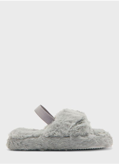 Buy Crossover Fluffy Slingback Bedroom Slipper in UAE