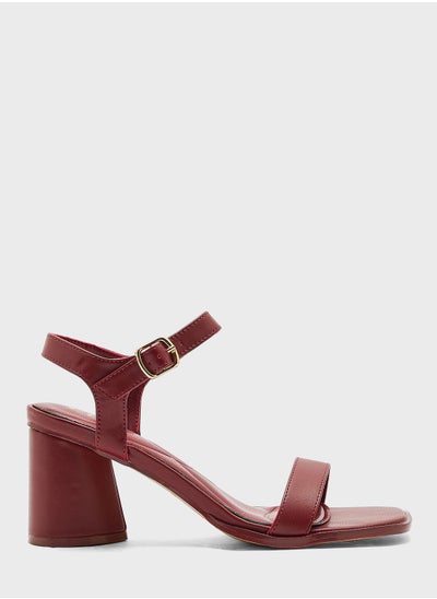 Buy Ankle Strap Mid Block Heel Sandal in UAE