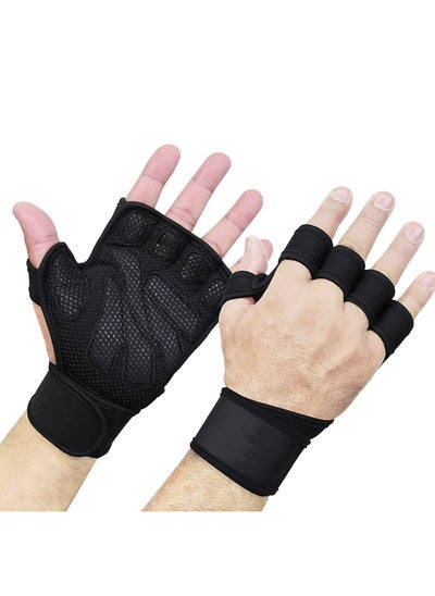 Buy New Ventilated Weight Lifting Workout Gloves with Built-in Wrist Wraps for Men and Women - Great for Gym Fitness, Cross Training, Hand Support & Weightlifting. in Saudi Arabia