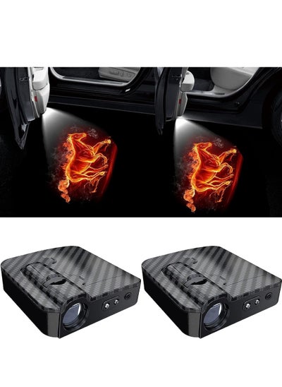 Buy Car Door Lights Logo Projector 2 Pcs Fire Horse Door Light Logo Accessories Fit For for All Car Models With Infrared Sensor Installation In A Non Destructive And Wireless Way in UAE