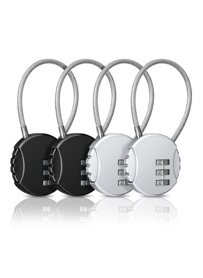 اشتري Combination Locks, 4 Pieces 3 Digit Combo Number Locks, KASTWAVE Luggage Lock Waterproof Travel Padlocks for School Gate Fence Cabinet Toolbox Suitcase Gym, Hasp Storage (Black, Silver ) في الامارات