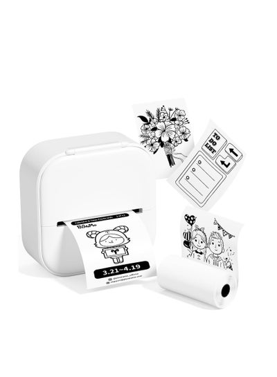 Buy Mini Pocket Printer T02 Sticker Printer Mini Portable Pocket Great for  Bluetooth Thermal Photo Print DIY Journal Memo Sticker and Notes Compatible with iOS  Android White in Saudi Arabia