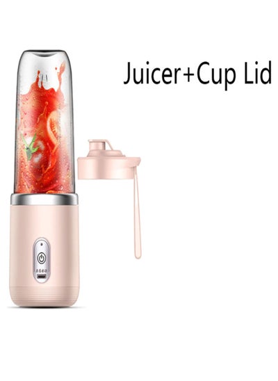 اشتري Small Electric Juicer 6 Blades Portable Juicer Cup Automatic Smoothie Blender Ice CrushCup (Juicer + Cup Lid) في الامارات