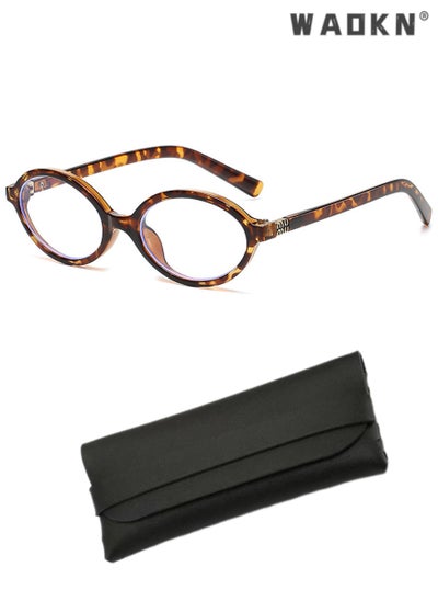 اشتري Women's Blue Light Blocking Glasses Blue Light Filter Computer Reading Gaming TV Phones Eyeglasses Fashion Anti Eyestrain Headache Eyewear Leopard Pattern Retro Oval Glasses Frame في الامارات