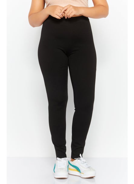 Buy Women Solid Leggings, Black in UAE